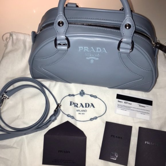 NEW Prada Light Blue Bowling Bag - Picture 8 of 9